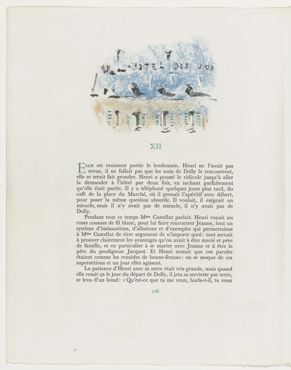 Headpiece (page 106) from Mille Regrets (A Thousand Regrets) by Christian Bérard, illustrated book, 1947