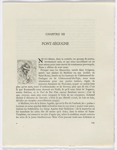 Frédéric Mistral: Mémoires et Recits by Frédéric Mistral: bust of old man (page 145) by Auguste Brouet, other, 1937