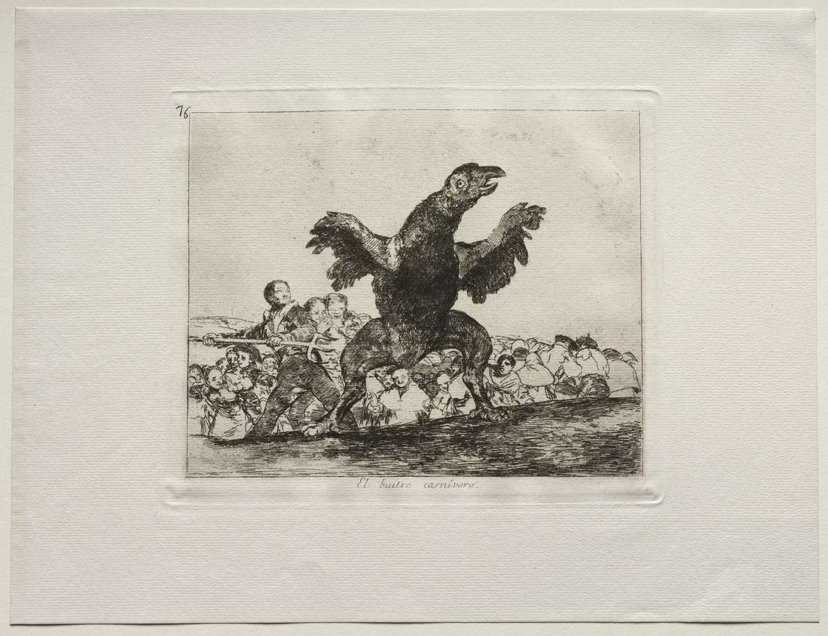 The Horrors of War: A Carnivorous Vulture by Francisco de Goya, print, 1810-1820