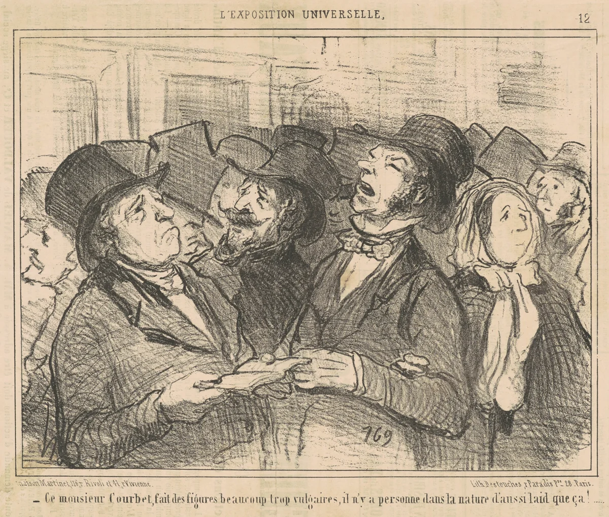 Ce Monsieur Courbet, fait des figures ... vulgaires ... by Honoré Daumier, print, 1855