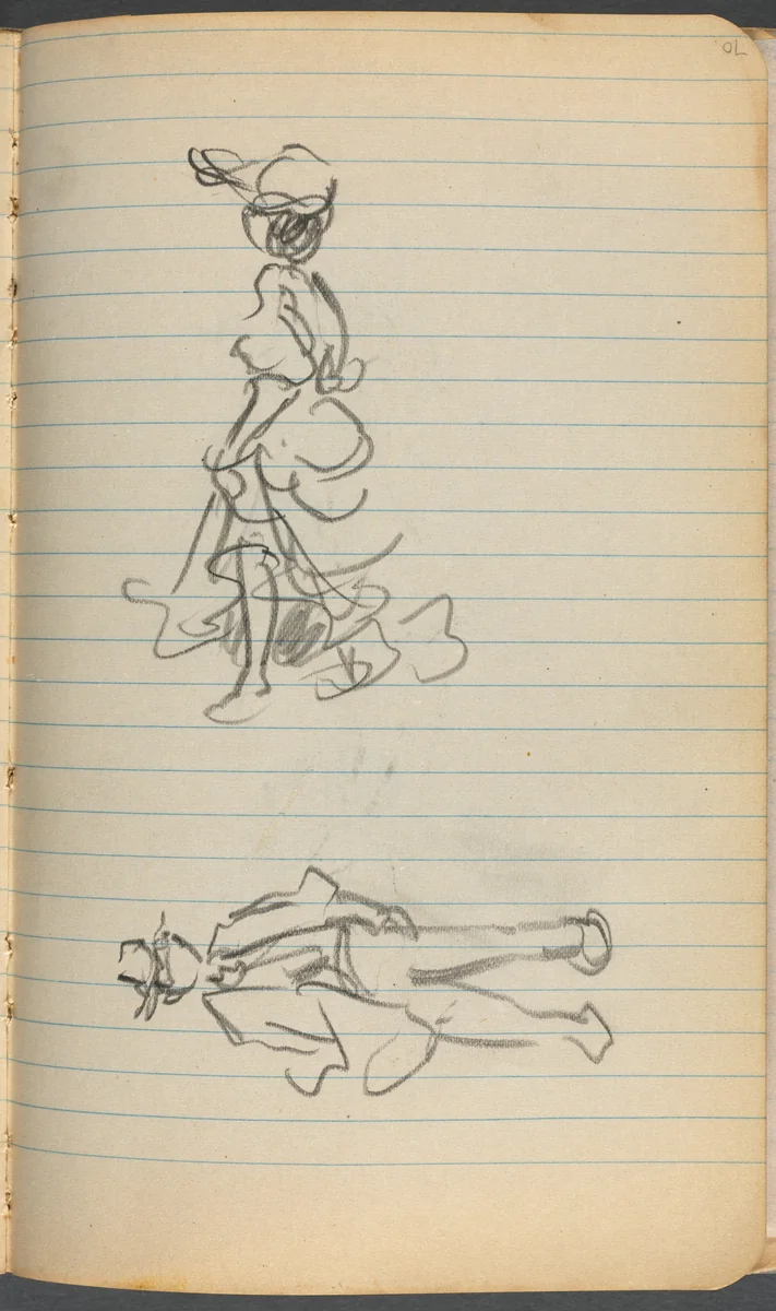 Sketchbook, page 070: Two Figures by Maurice Prendergast, book, 1905-1910