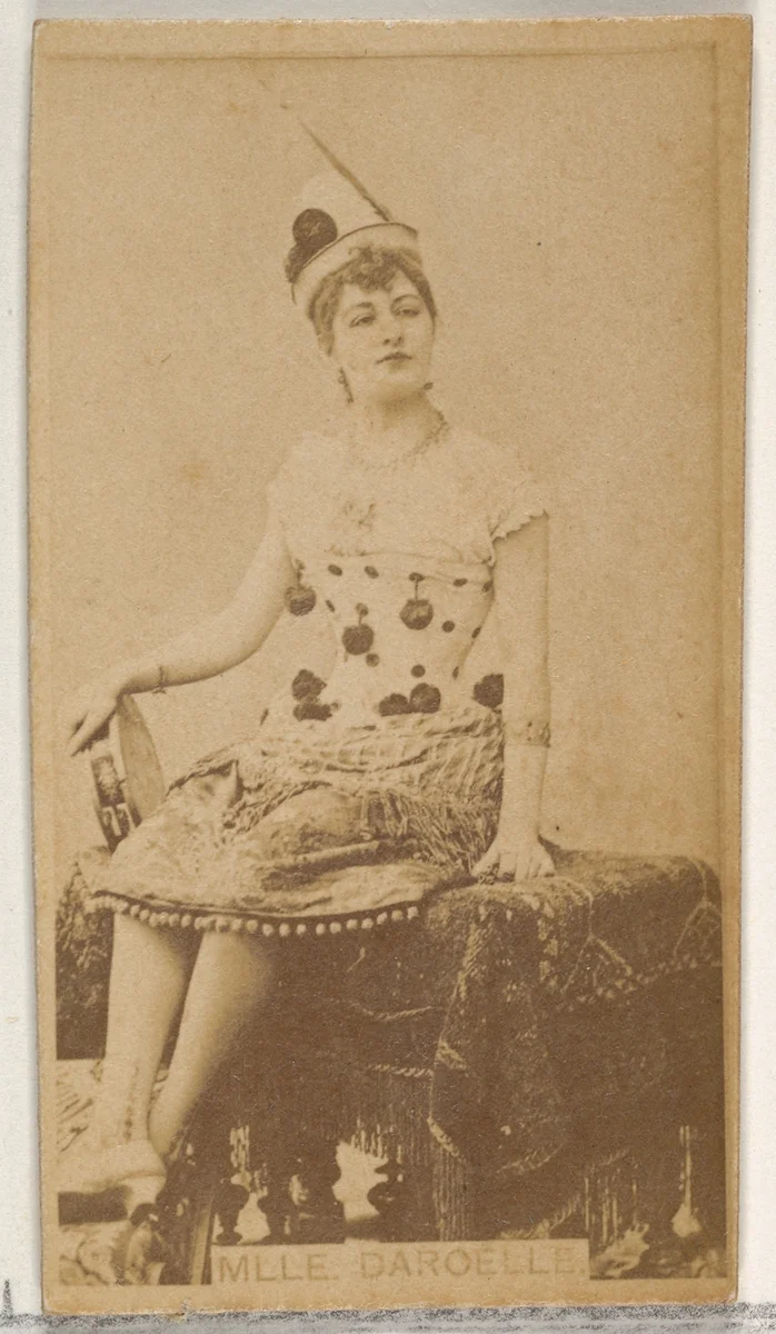 Mlle. Daroelle, from the Actors and Actresses series (N45, Type 8) for Virginia Brights Cigarettes by Allen & Ginter, photograph, 1885-1891