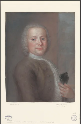 Portret van een onbekende man, mogelijk een zelfportret by Cornelis Troost, drawing, 1712-1750
