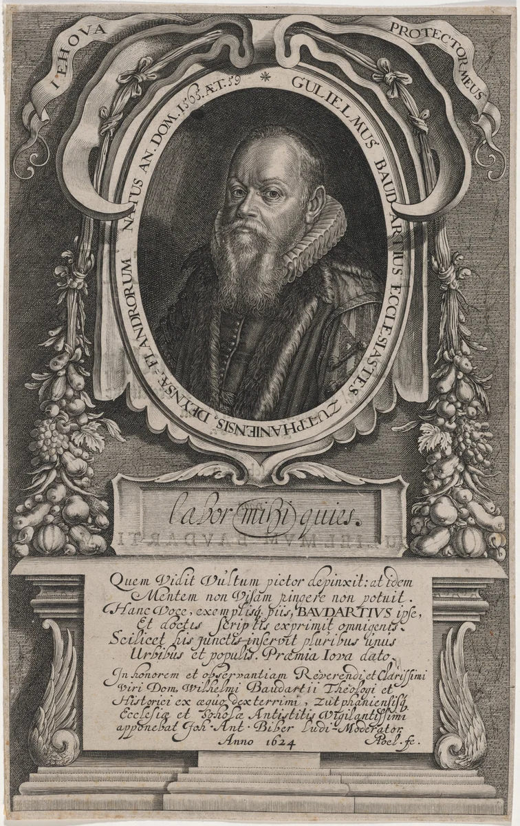 Gulielmus Baudartius, Theologian and Historian by Albert Poel, print, 1624