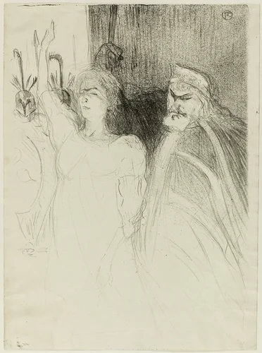 Bartet and Mounet-Sully, in Antigone by Henri de Toulouse-Lautrec, print, 1893