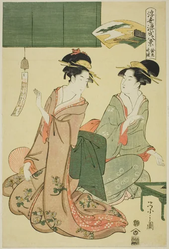 Ukiyo Genji hakkei : Suzumushi no bansho by Chobunsai Eishi, print, 1756-1829