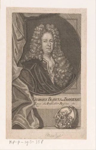 Portret van Georg Franck von Franckenau (I) by Johann Georg Mentzel, print, 1716