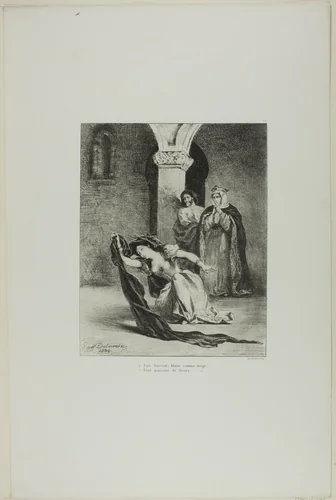 Ophelia's Song, plate 12 from Hamlet by Eugène Delacroix, print, 1834