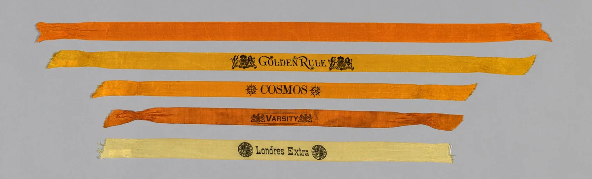 Five Cigar Ribbons by United States, textile, 1880-1889