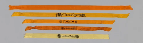Five Cigar Ribbons by United States, textile, 1880-1889