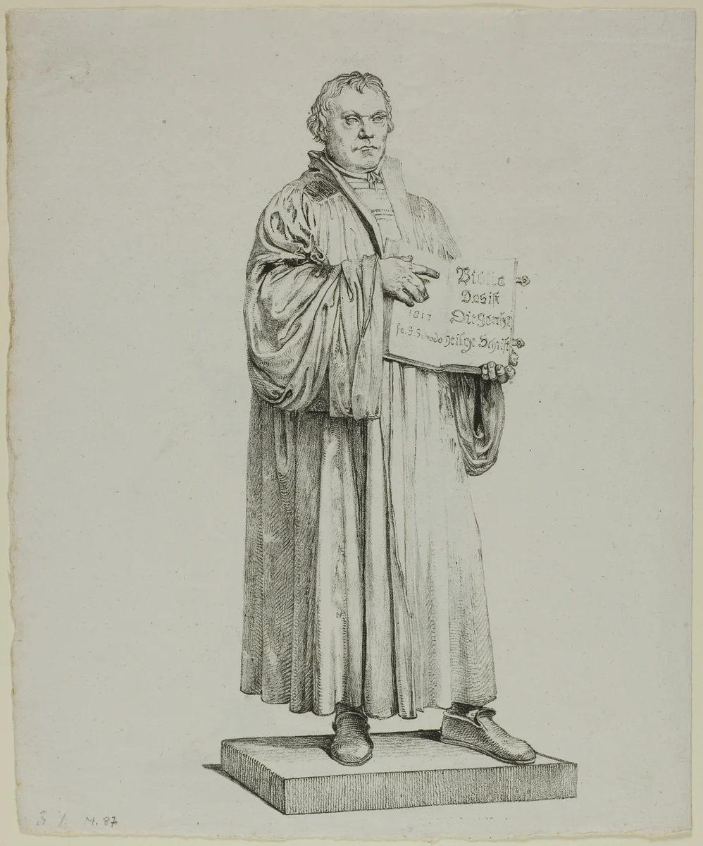 Luther's Statue in Wittenberg by Johann Gottfried Schadow, print, 1822