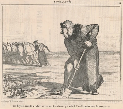 Les boyards réduits a cultiver ... by Honoré Daumier, print, 1854