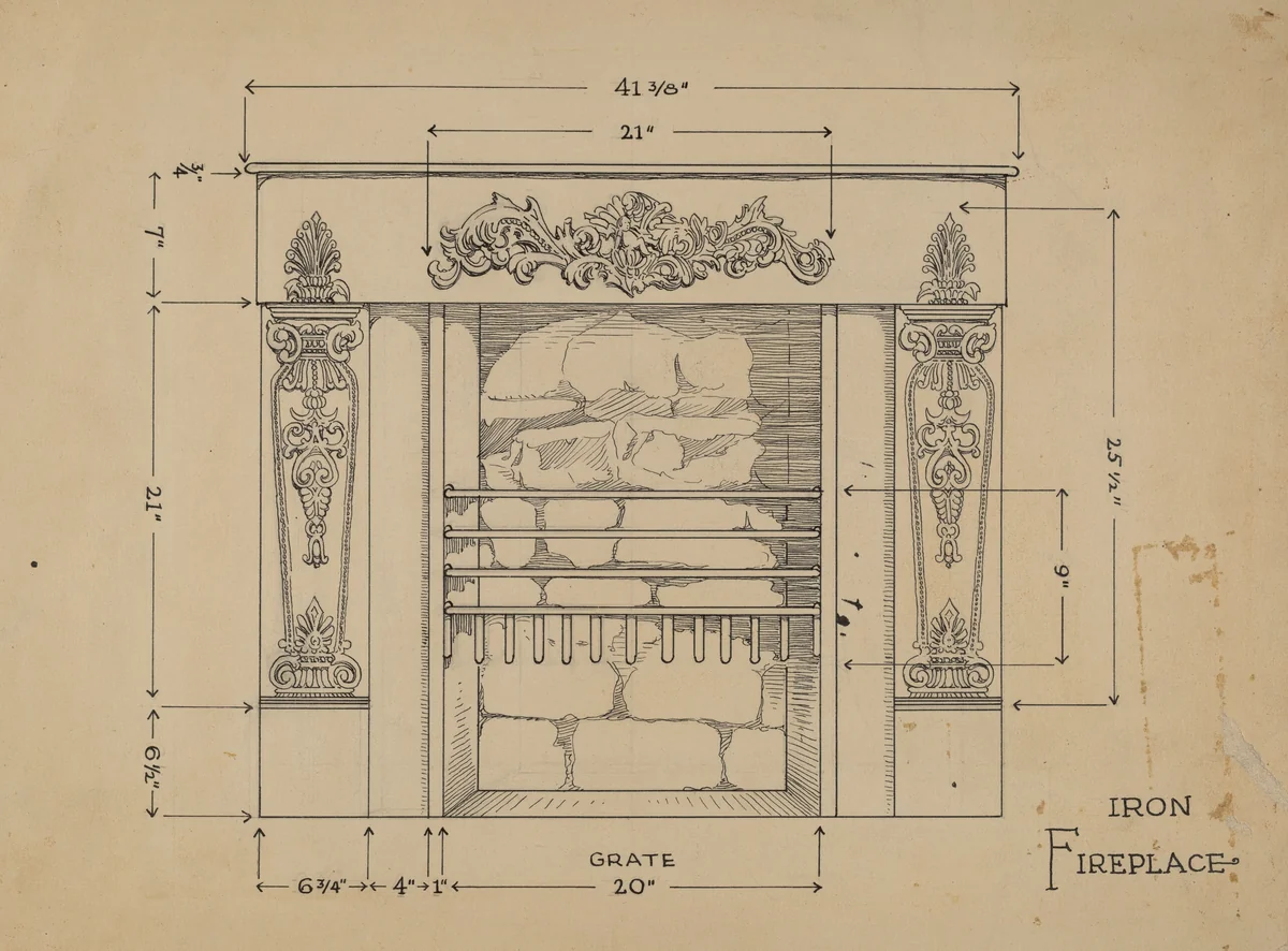 Iron Fireplace by Thomas Byrne, index of american design, 1936