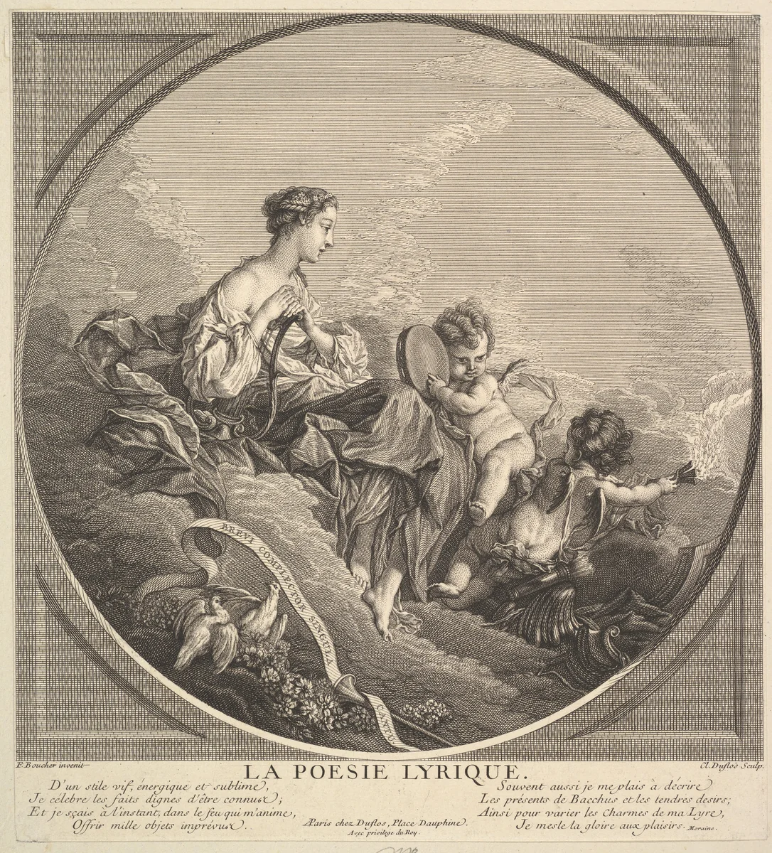 Lyrical Poetry by Claude Augustin Duflos le Jeune, print, 1736-1746