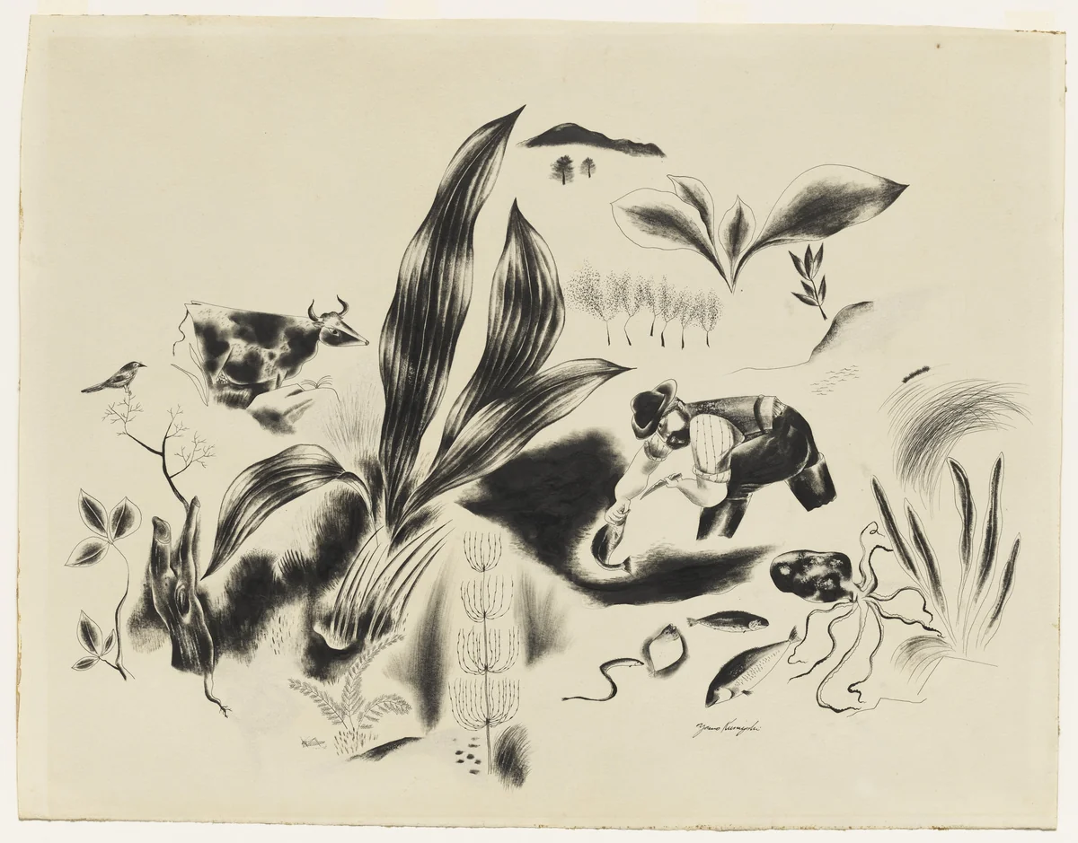 Fisherman by Yasuo Kuniyoshi, drawing, 1924