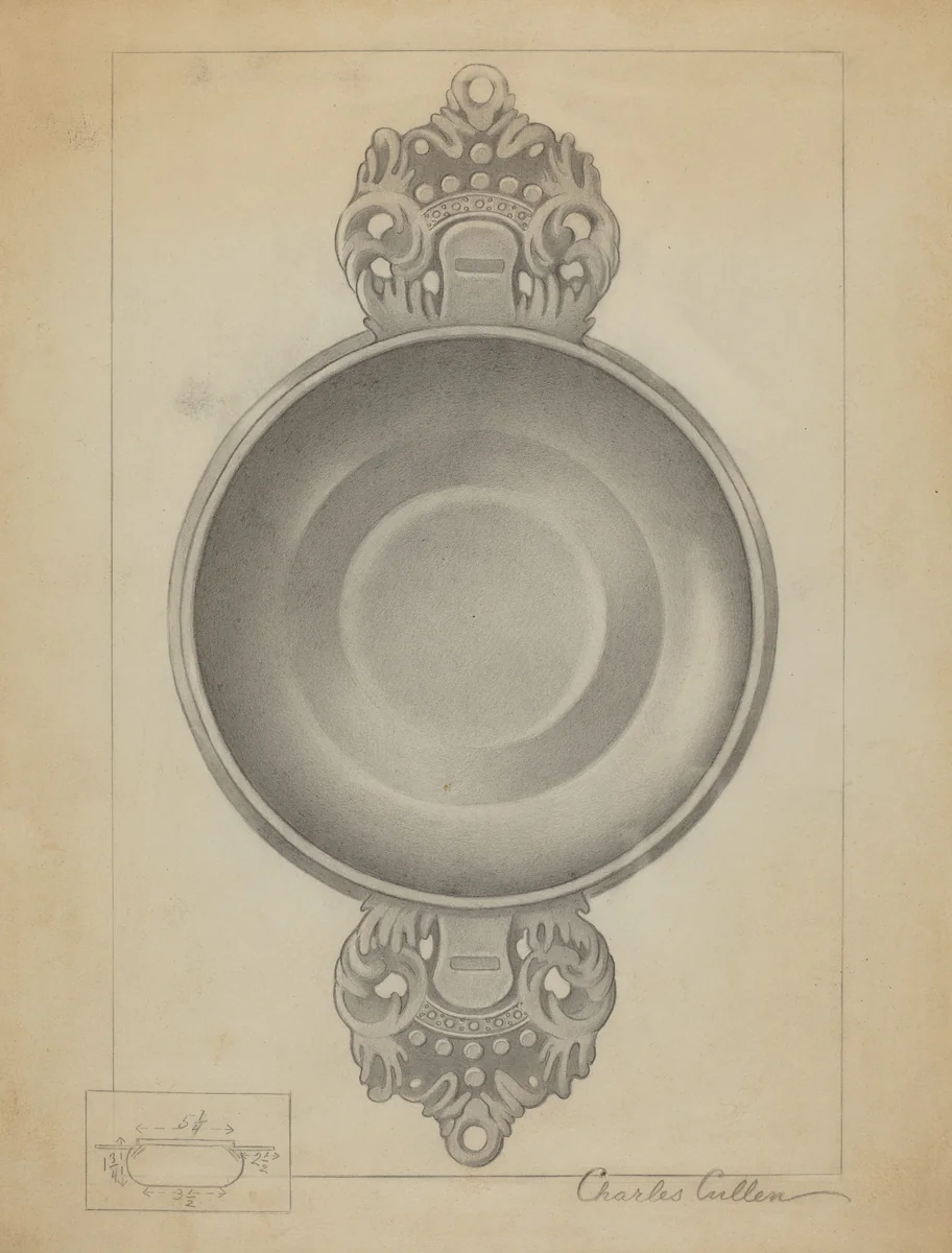 Pewter Porringer by Charles Cullen, index of american design, 1936