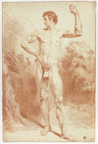 Standing Academic Male Nude by Unknown Artist, drawing, 1700-1799