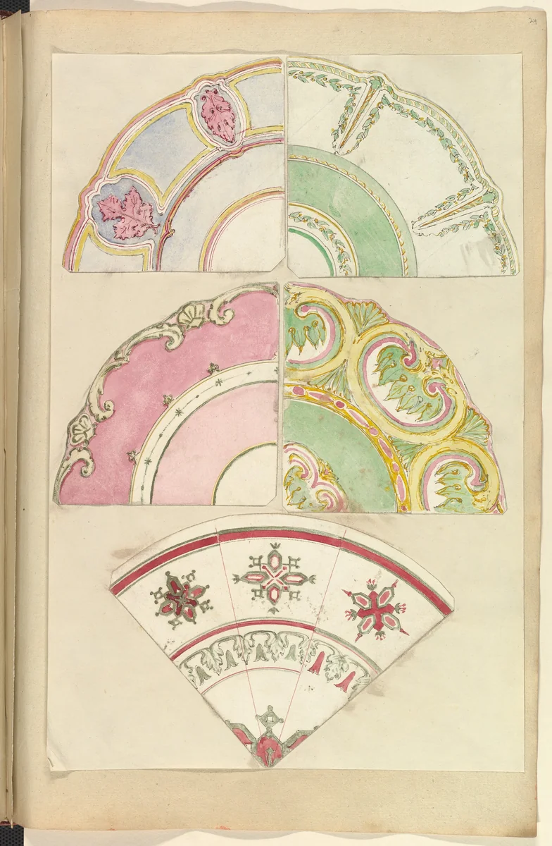 Five Designs for Decorated Plates by Alfred Forrester, drawing, 1845-1855