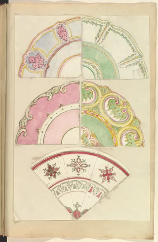 Five Designs for Decorated Plates by Alfred Forrester, drawing, 1845-1855