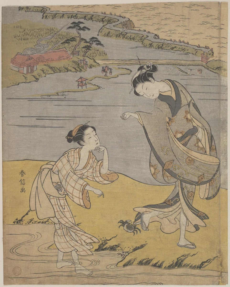 The Clinging Crab by Suzuki Harunobu (鈴木春信), print, 1770