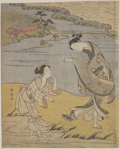 The Clinging Crab by Suzuki Harunobu (鈴木春信), print, 1770