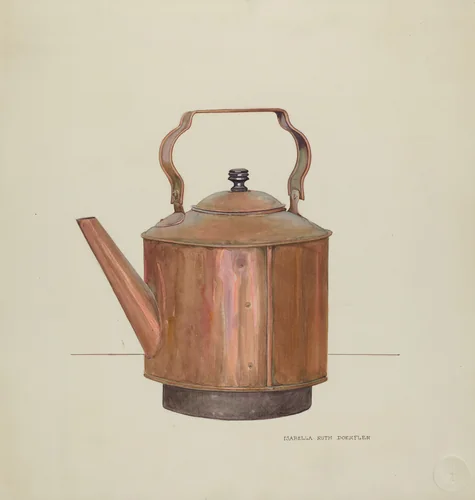 Copper Tea Kettle by Isabella Ruth Doerfler, index of american design, 1935-1942