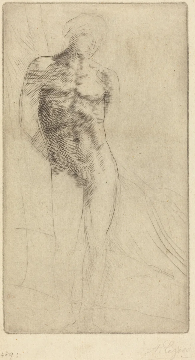 Study of a Nude Figure (Etude de figure nue) by Alphonse Legros, print, 1837-1911