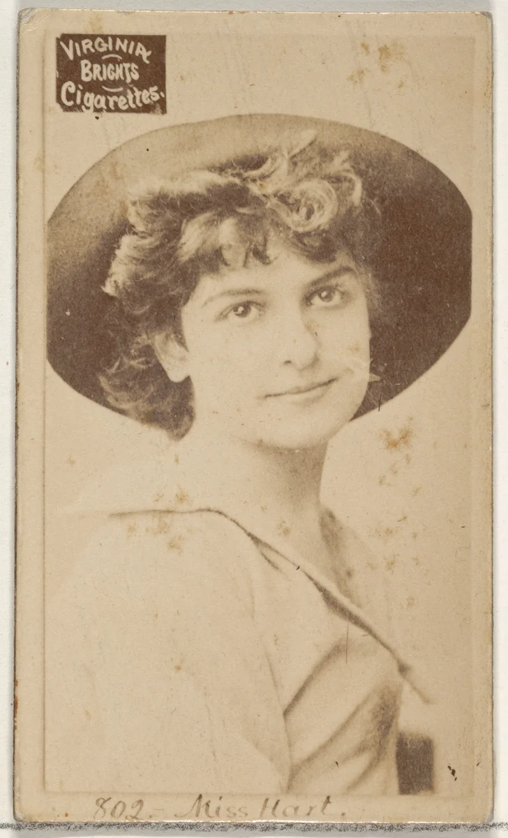 Card 802, Miss Hart, from the Actors and Actresses series (N45, Type 2) for Virginia Brights Cigarettes by Allen & Ginter, photograph, 1885-1891