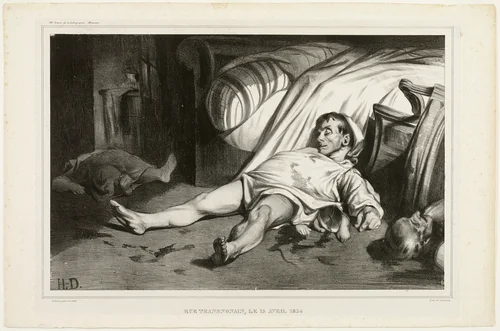 Rue Transnonain, on April 15, 1834, October 2, 1834, plate 24 from L’Association mensuelle by Honoré-Victorin Daumier, print, 1834