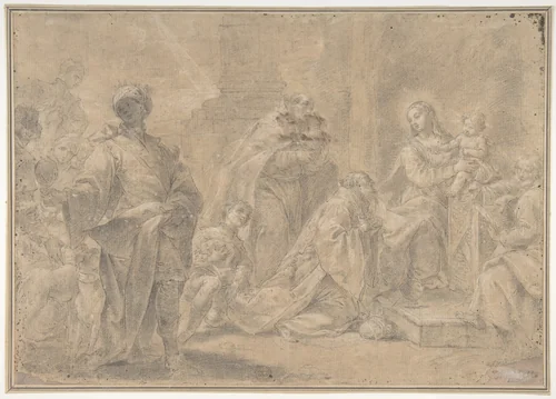 Adoration of the Magi by Ercole Graziani, drawing, 1688-1765