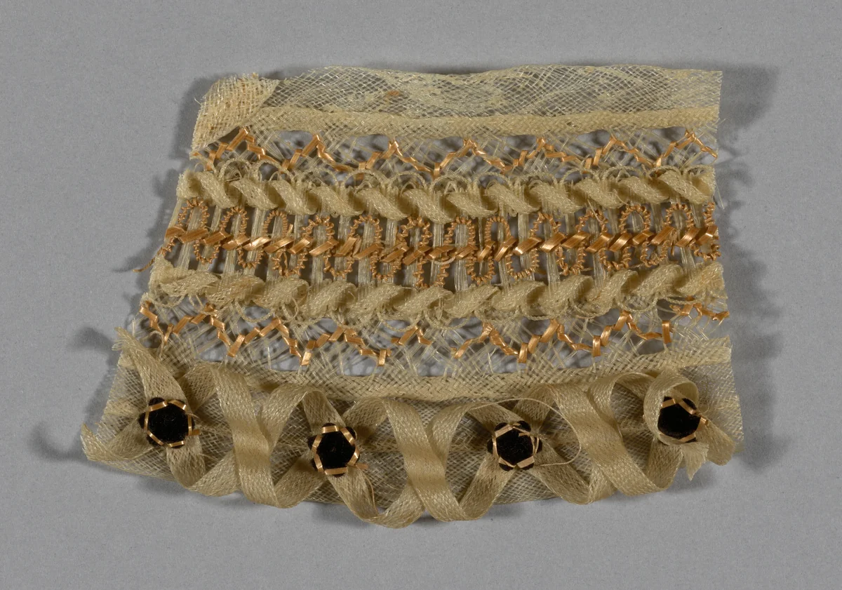 Fragment (Bonnet Trim) by Probably Europe, textile, 1850