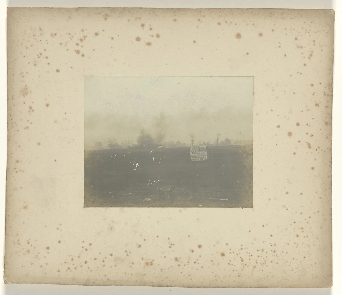 Reclamebord in een veld tijdens de wereldtentoonstelling in St. Louis (Louisiana Purchase Exposition), 1904 by Jan Schüller, photograph, 1904-1905