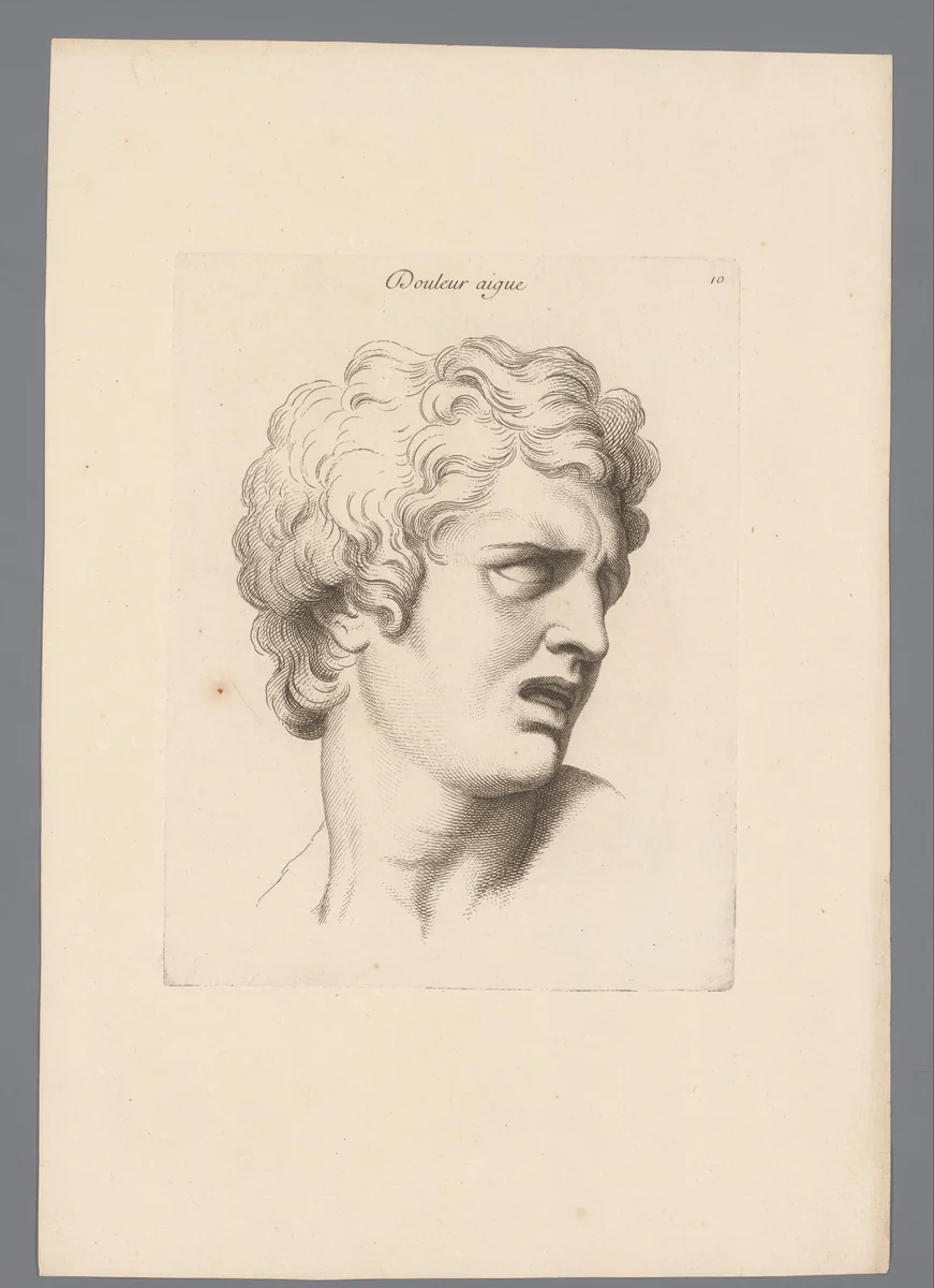 Acute pijn by Jean Audran, print, 1727