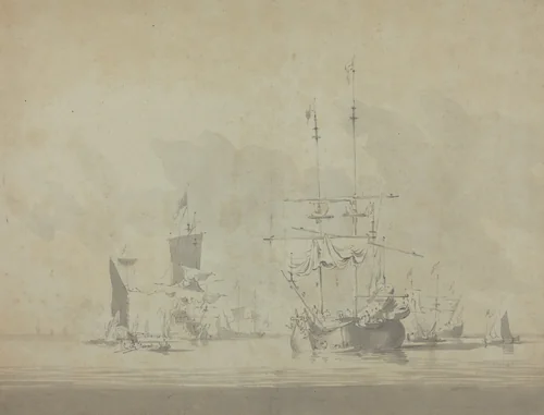 Marine by Willem van de Velde the Younger, drawing, 1633-1707