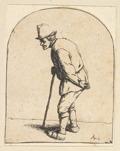 Peasant with Stick by Adriaen van Ostade, print, 1610-1685