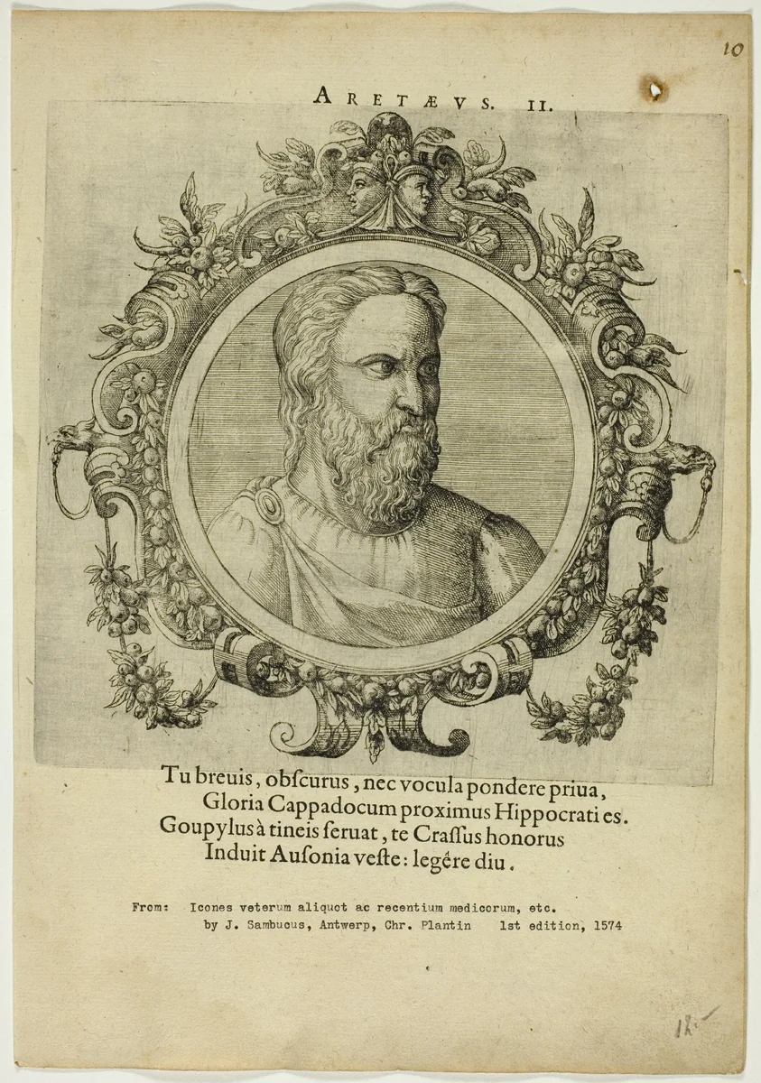 Portrait of Aretaeus by Unknown Artist, print, 1574