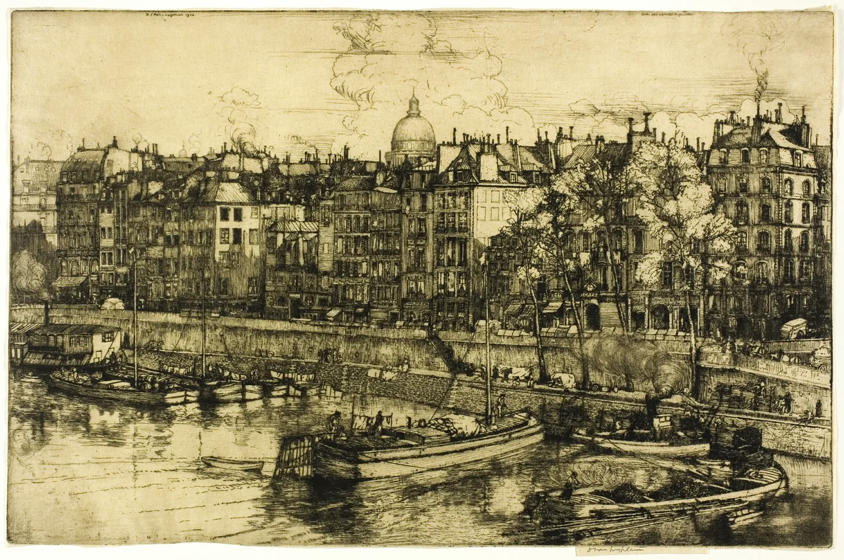 Quai des Grands Augustine, Paris by Donald Shaw MacLaughlan, print, 1906