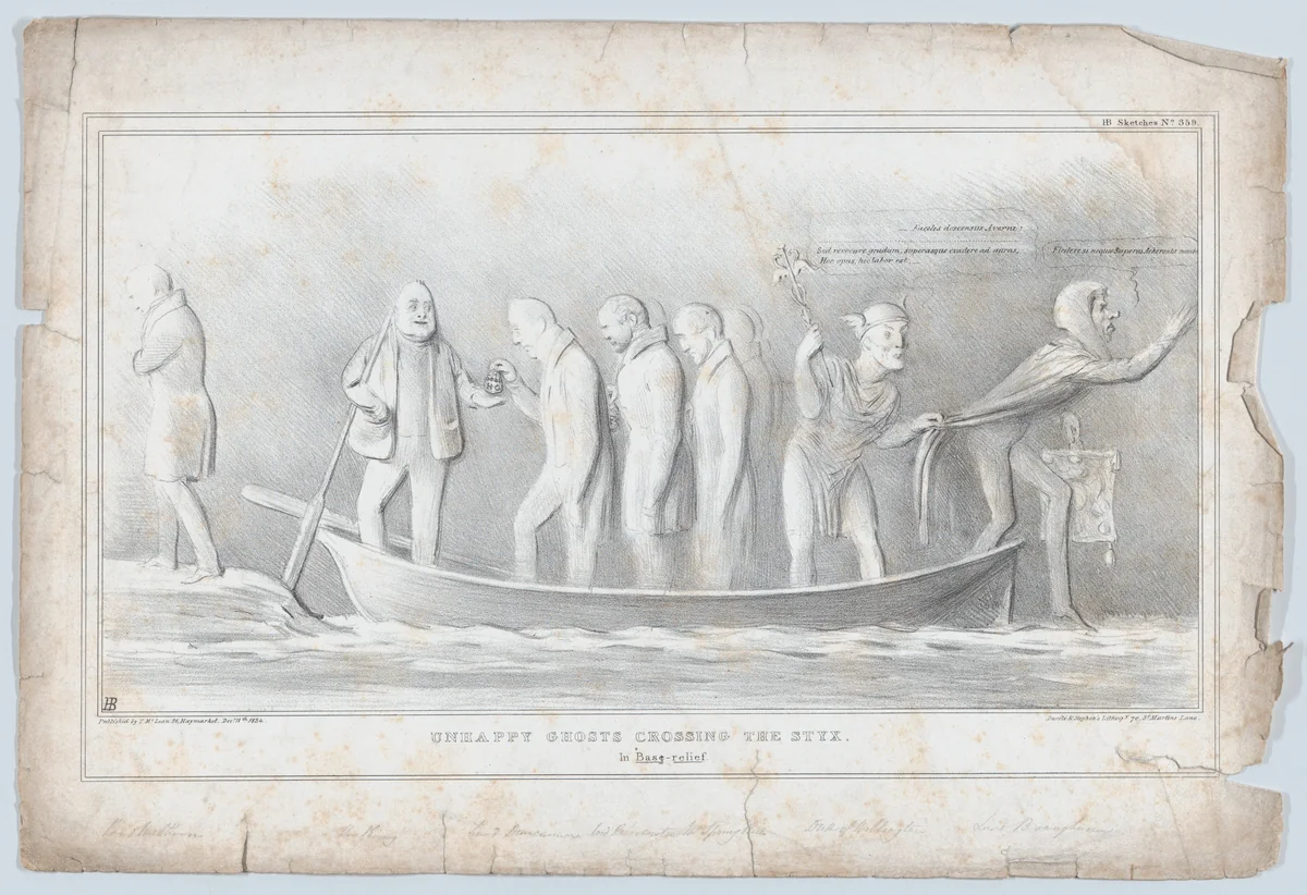 Unhappy Ghosts Crossing the Styx: In Base-relief by John Doyle, print, 1834