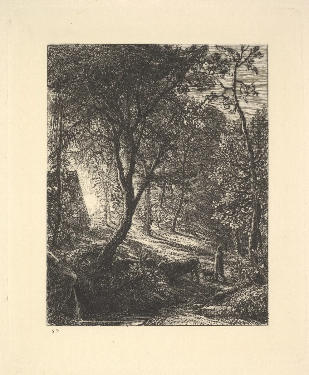 The Herdsman's Cottage, or Sunset by Samuel Palmer, print, 1880