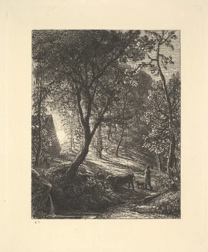 The Herdsman's Cottage, or Sunset by Samuel Palmer, print, 1880