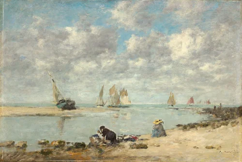 Washerwoman near Trouville by Eugène Boudin, painting, 1872-1876