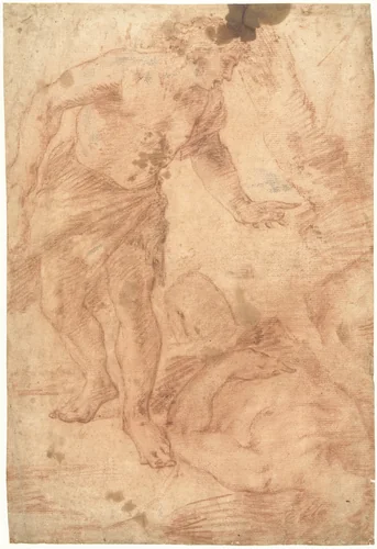 Kain bij het lijk van Abel by Luca Giordano, drawing, 1650-1705