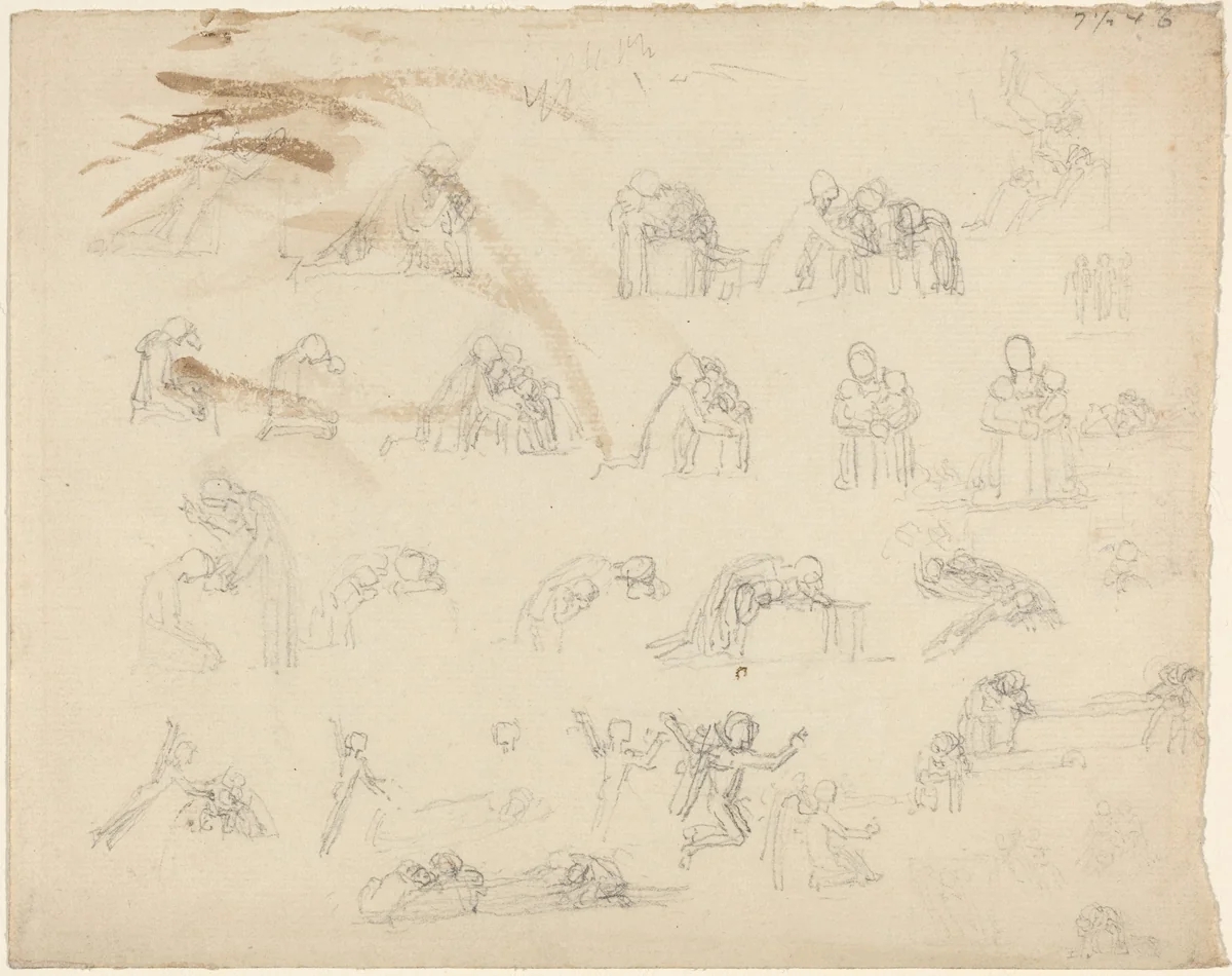 Sheet of Studies by John Flaxman, drawing, 1755-1826