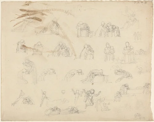 Sheet of Studies by John Flaxman, drawing, 1755-1826