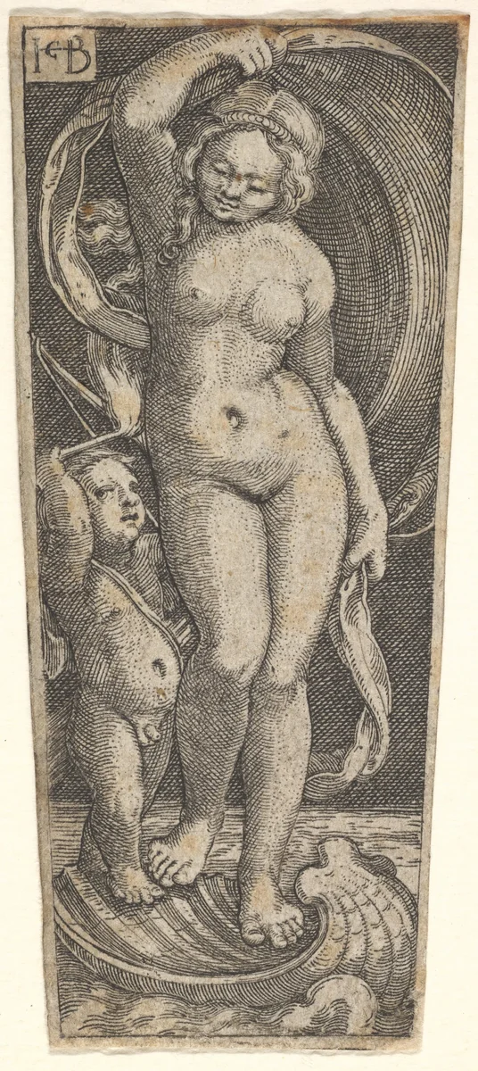 Venus and Cupid by Jacob Binck, print, 1514-1569