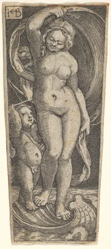 Venus and Cupid by Jacob Binck, print, 1514-1569
