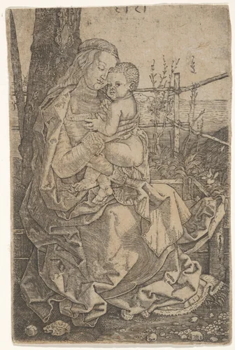 Virgin and Child Seated by a Tree (copy) by Albrecht Dürer, print, 1513-1540