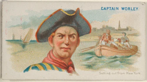 Captain Worley, Setting out from New York, from the Pirates of the Spanish Main series (N19) for Allen & Ginter Cigarettes by Allen & Ginter, print, 1886-1891