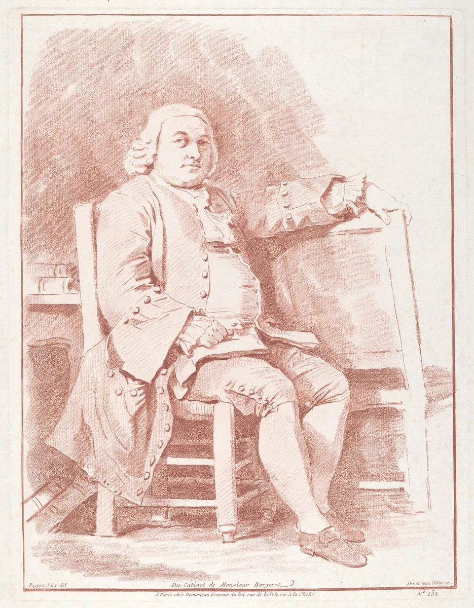 Jacques-Onesyme Bergeret de Grancourt by Gilles Demarteau the Elder; Jean Honoré Fragonard, print, 1770