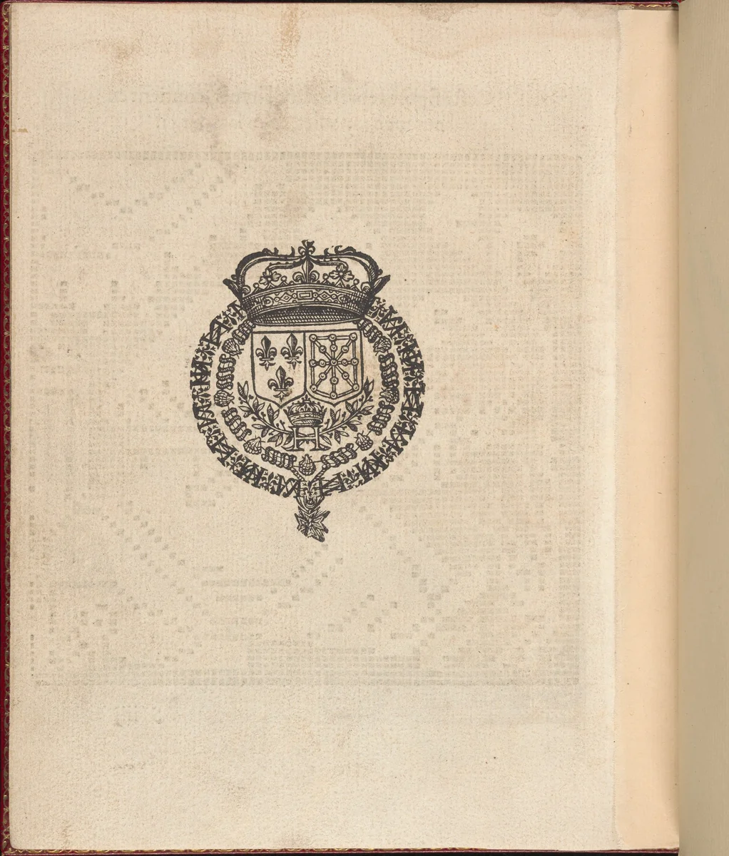 Les Singuliers et Nouveaux Portraicts... page 72 (verso) by Federico de Vinciolo, book, 1588